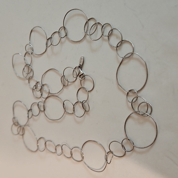 39" Long 925 FREDERIC DUCLOS Elegant Circle Silver Necklace - Picture 7 of 7